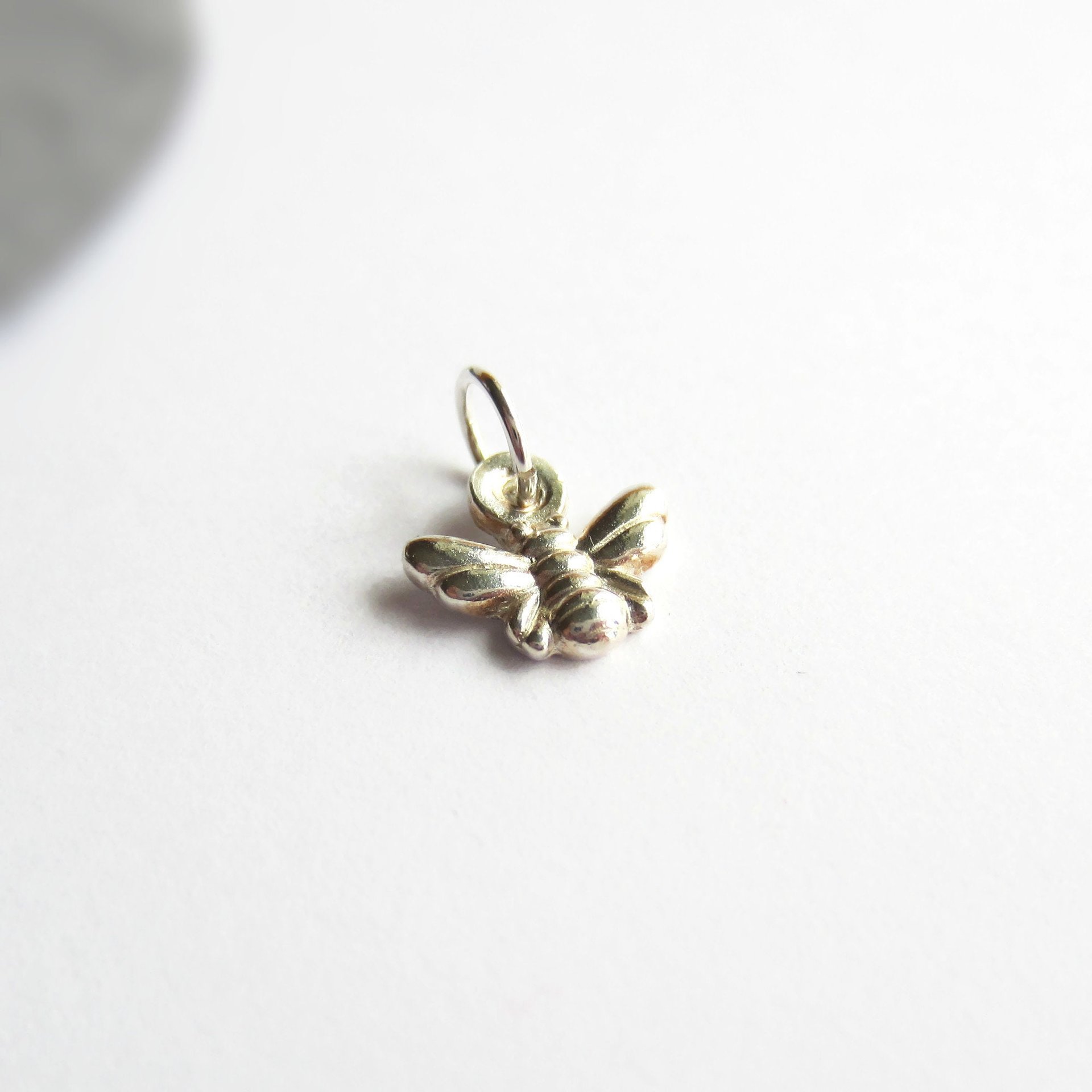 Tiny Fine Silver Bee Charm ~ Handmade by The Tiny Tree Frog Jewellery