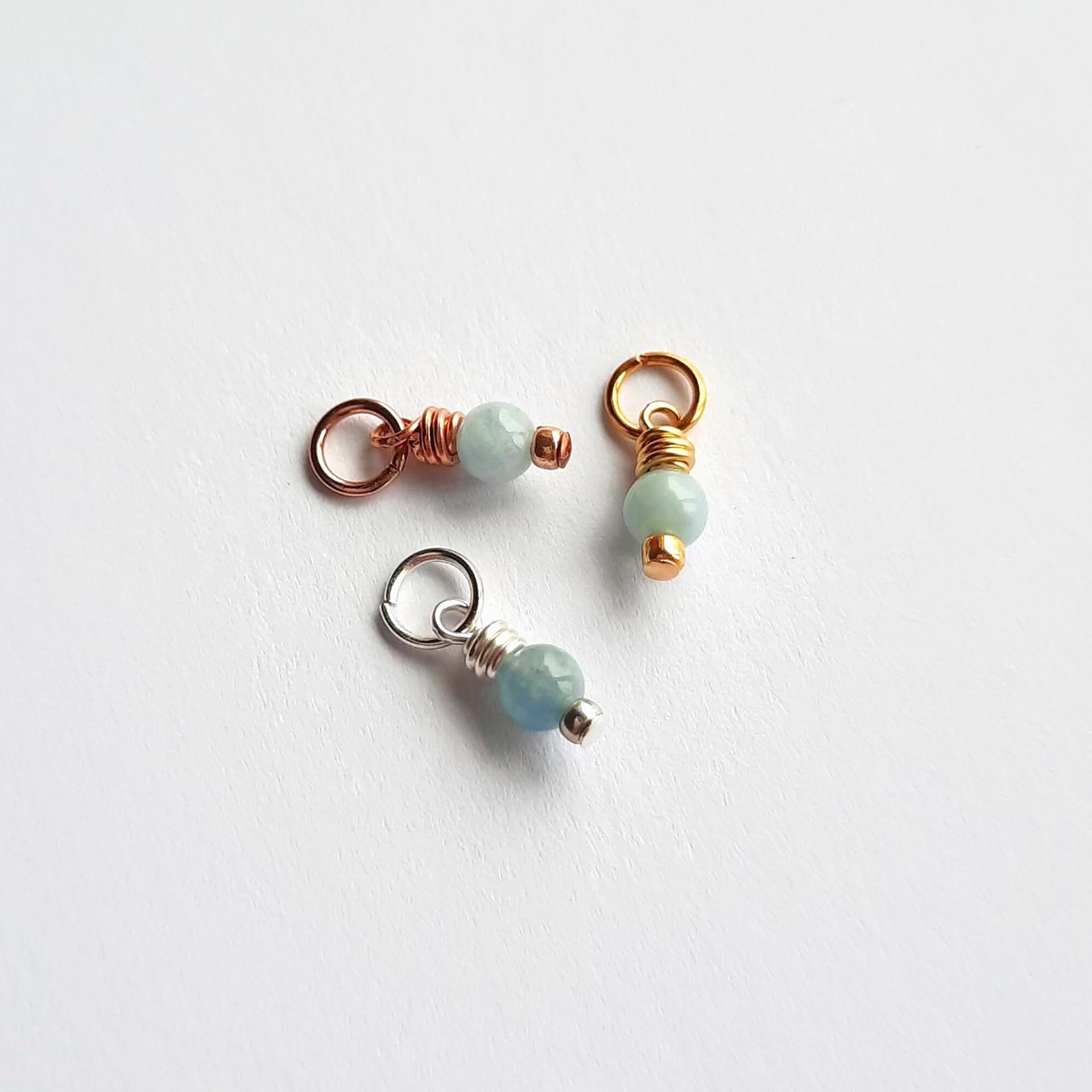 Aquamarine Gemstone Charm ~ March Birthstone ~ Handmade by The Tiny Tree Frog Jewellery