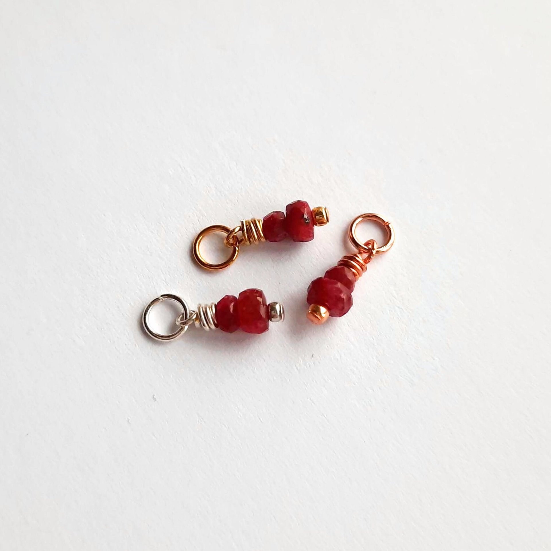 Ruby Gemstone Charm ~ July Birthstone ~ Handmade by The Tiny Tree Frog Jewellery