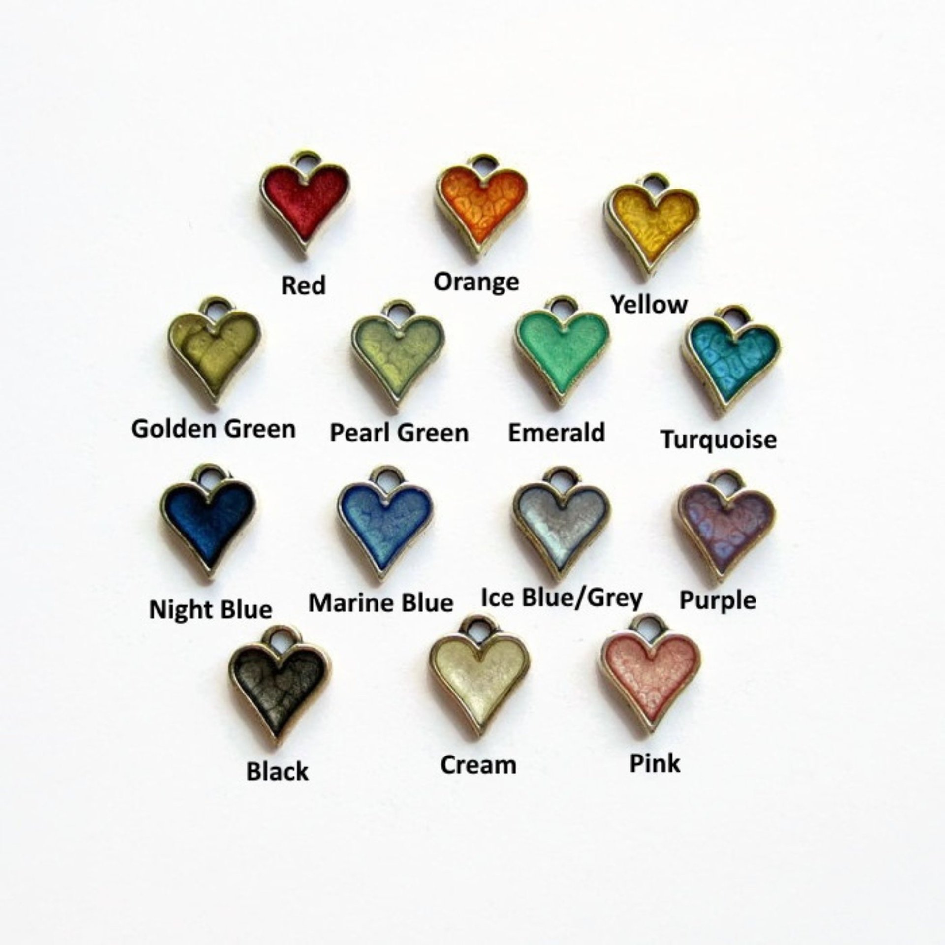 Paint and Resin Heart Charms ~ Hand Painted ~ Handmade by The Tiny Tree Frog Jewellery