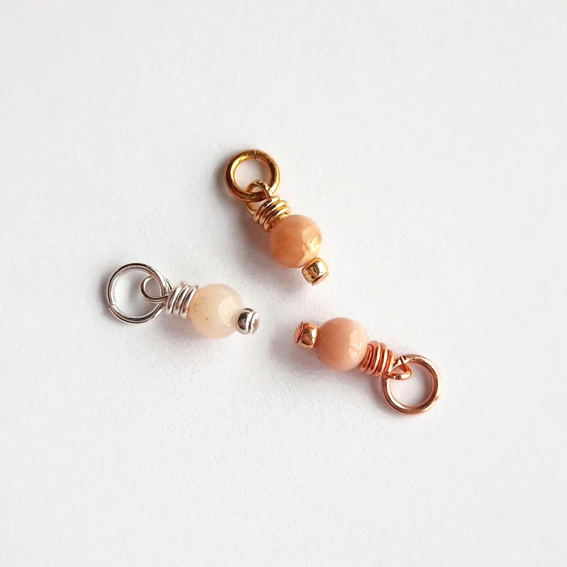 Pink Peruvian Opal Gemstone Charm ~ October Birthstone ~ Handmade by The Tiny Tree Frog Jewellery