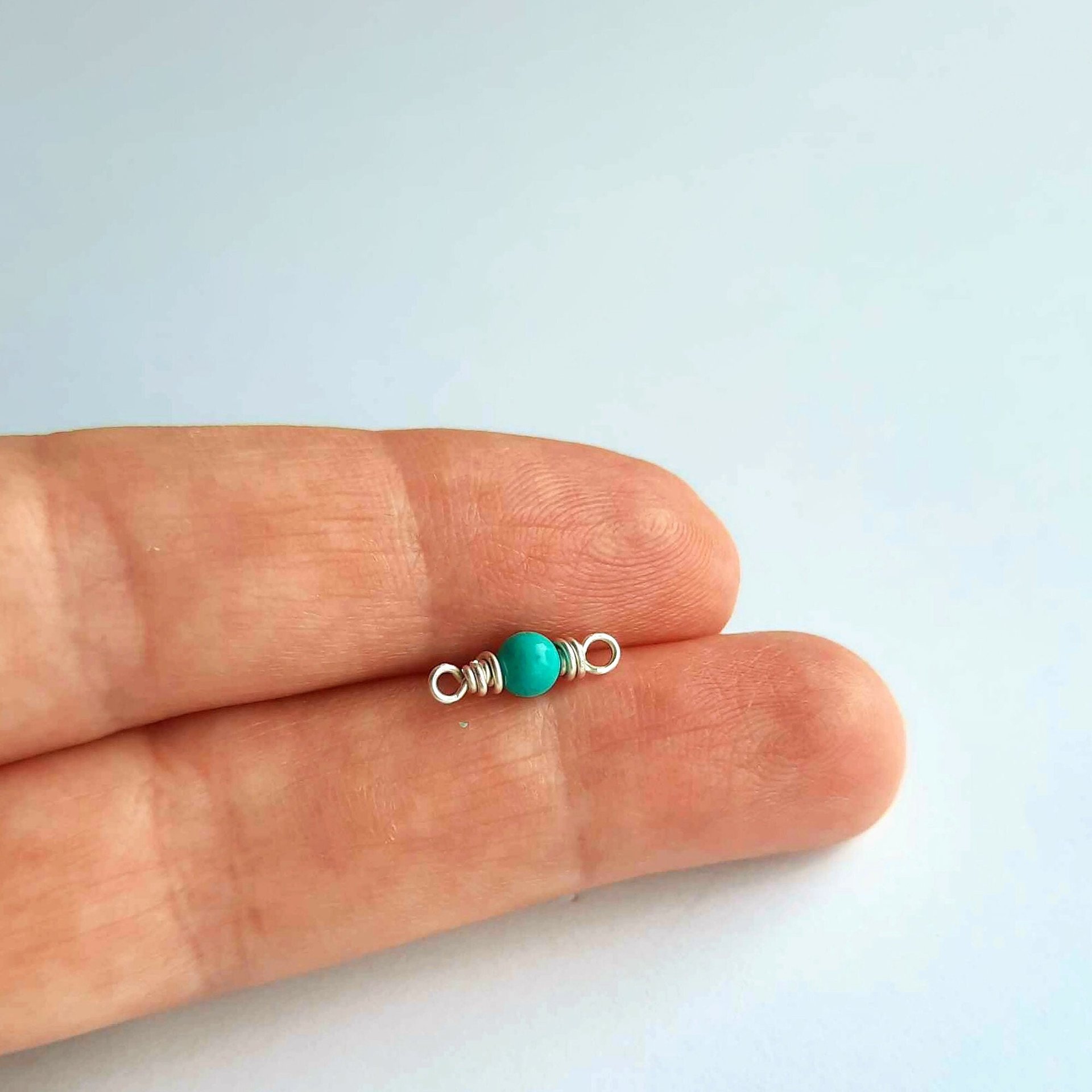 Tiny Turquoise Gemstone Connector ~ December Birthstone ~ Handmade by The Tiny Tree Frog Jewellery