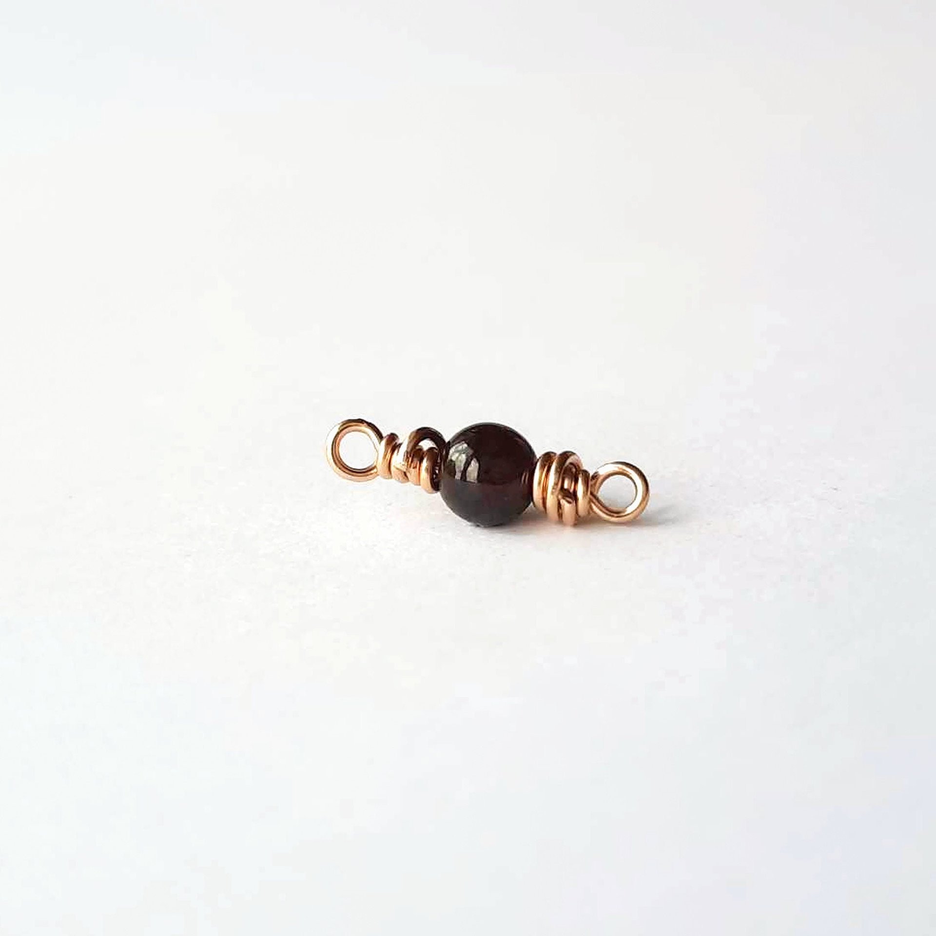 Tiny Red Garnet Gemstone Connector ~ January Birthstone ~ Handmade by The Tiny Tree Frog Jewellery