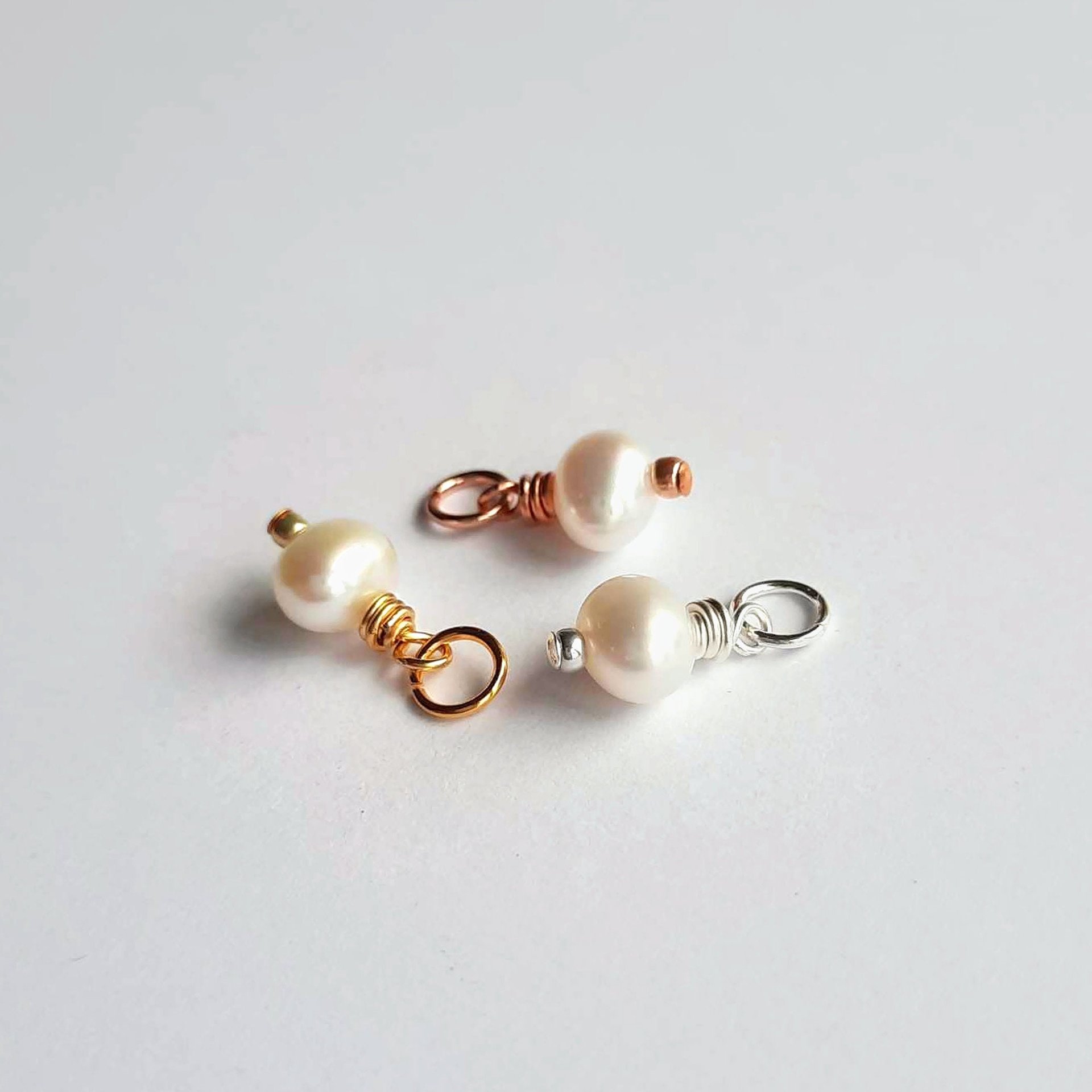 Cream Freshwater Pearl Gemstone Charm ~ June Birthstone ~ Handmade by The Tiny Tree Frog Jewellery