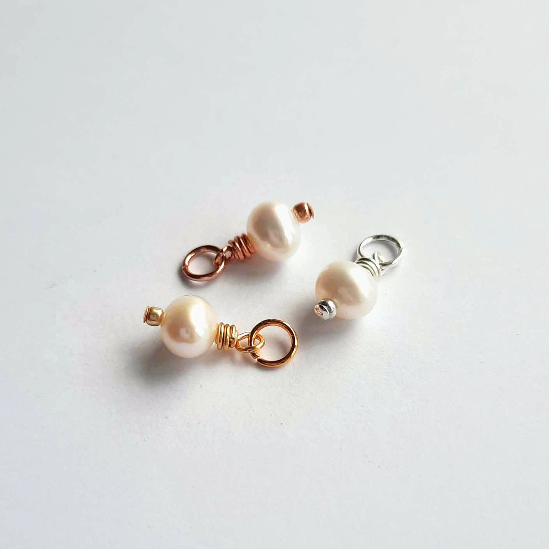 Cream Freshwater Pearl Gemstone Charm ~ June Birthstone ~ Handmade by The Tiny Tree Frog Jewellery