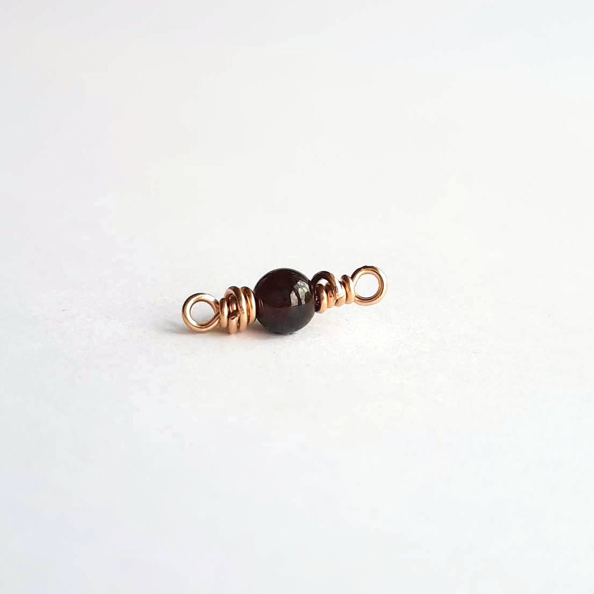 Tiny Red Garnet Gemstone Connector ~ January Birthstone ~ Handmade by The Tiny Tree Frog Jewellery