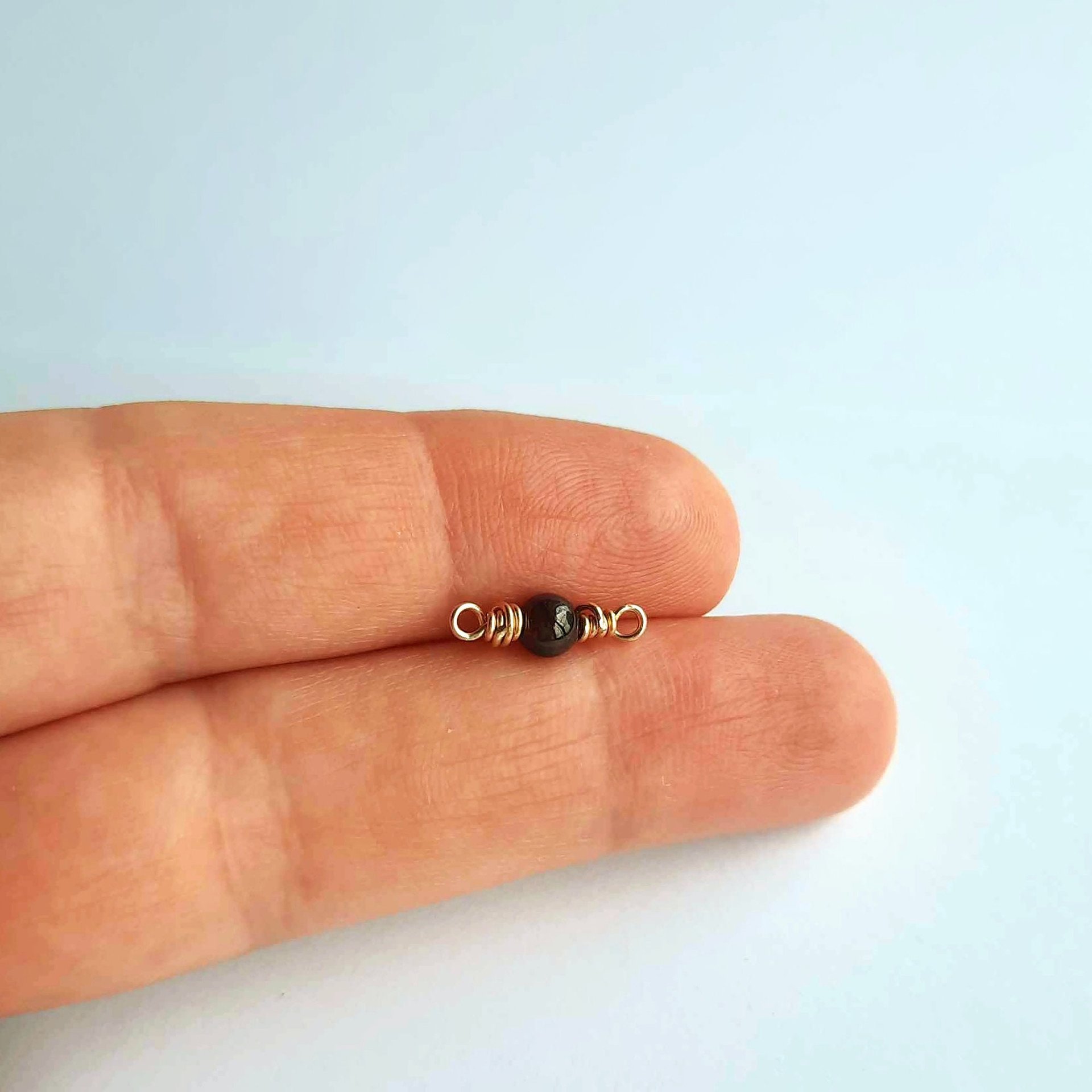 Tiny Red Garnet Gemstone Connector ~ January Birthstone ~ Handmade by The Tiny Tree Frog Jewellery