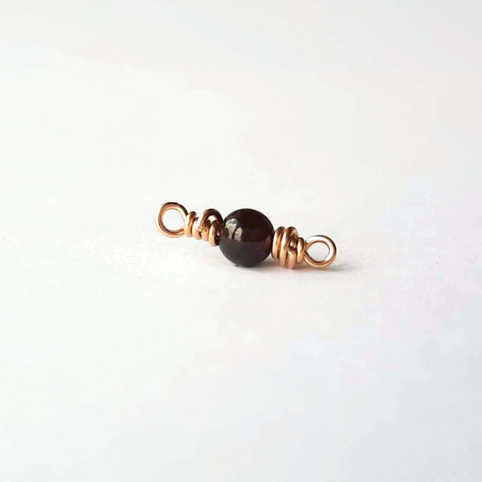 Tiny Red Garnet Gemstone Connector ~ January Birthstone ~ Handmade by The Tiny Tree Frog Jewellery