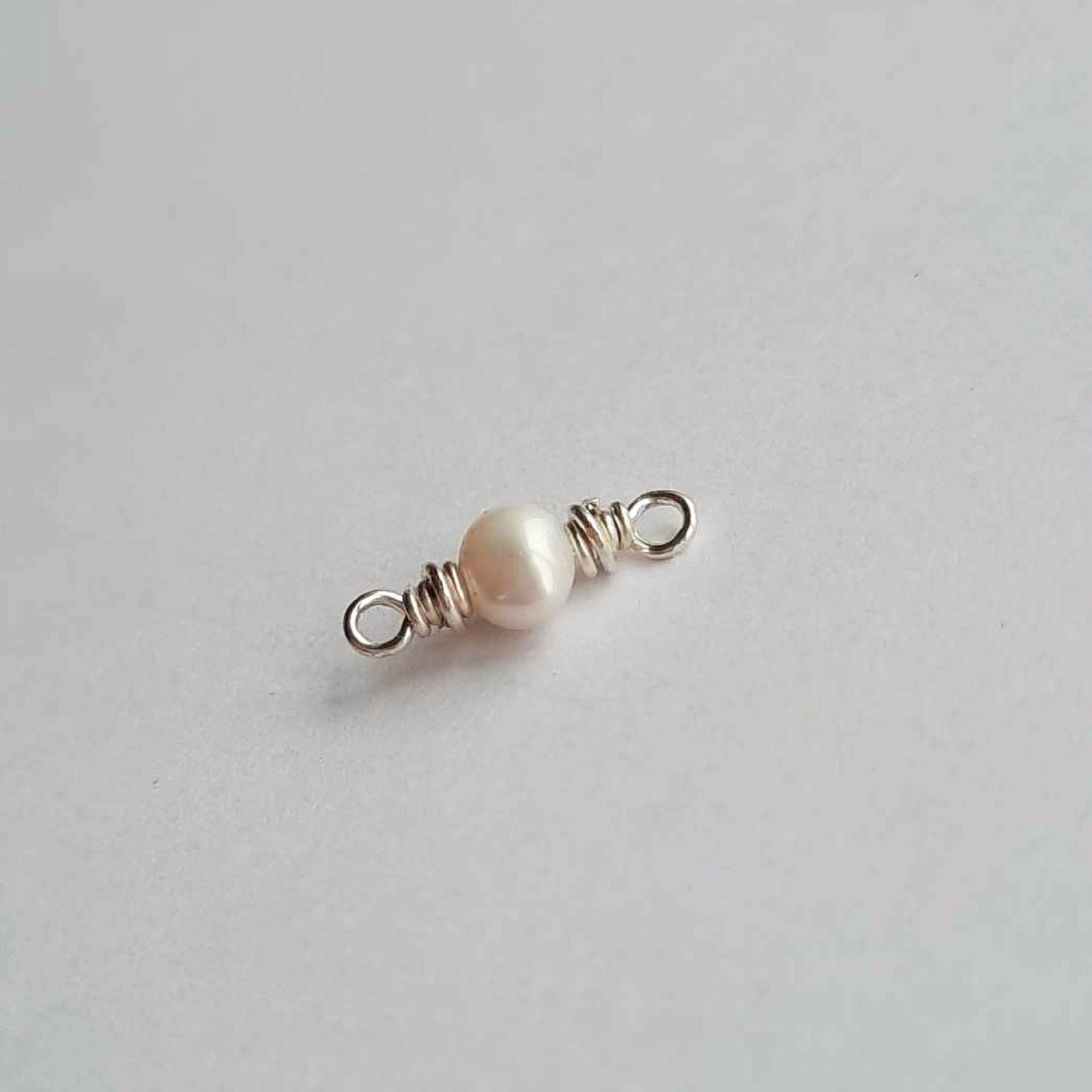 Tiny Cream Freshwater Pearl Gemstone Connector ~ June Birthstone ~ Handmade by The Tiny Tree Frog Jewellery