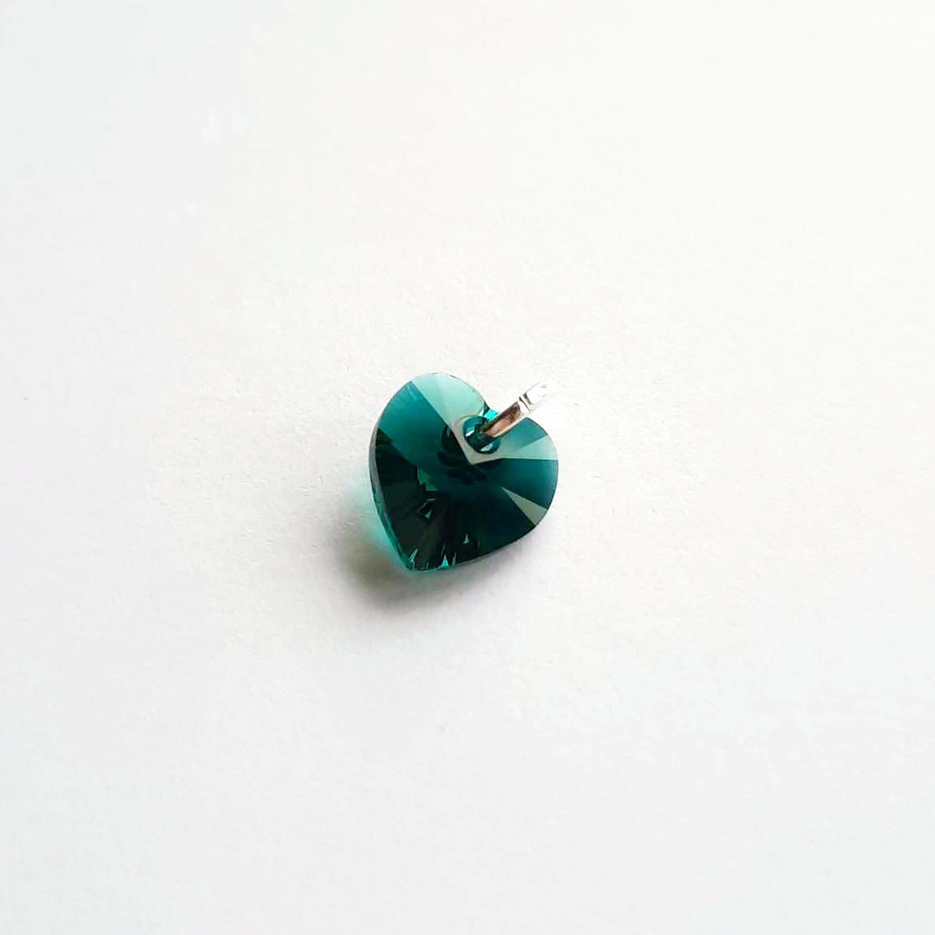 Emerald Green Crystal Heart Charm ~ Handmade by The Tiny Tree Frog Jewellery