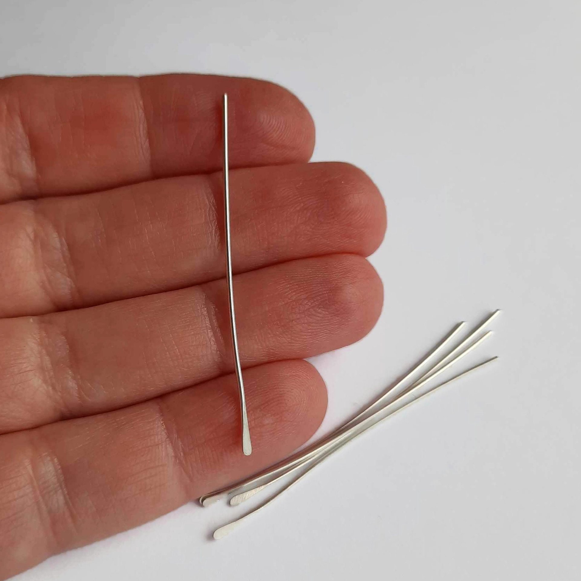 Hammered Sterling Silver Paddle Head Pins ~ Set of 10 ~ Handmade by The Tiny Tree Frog Jewellery