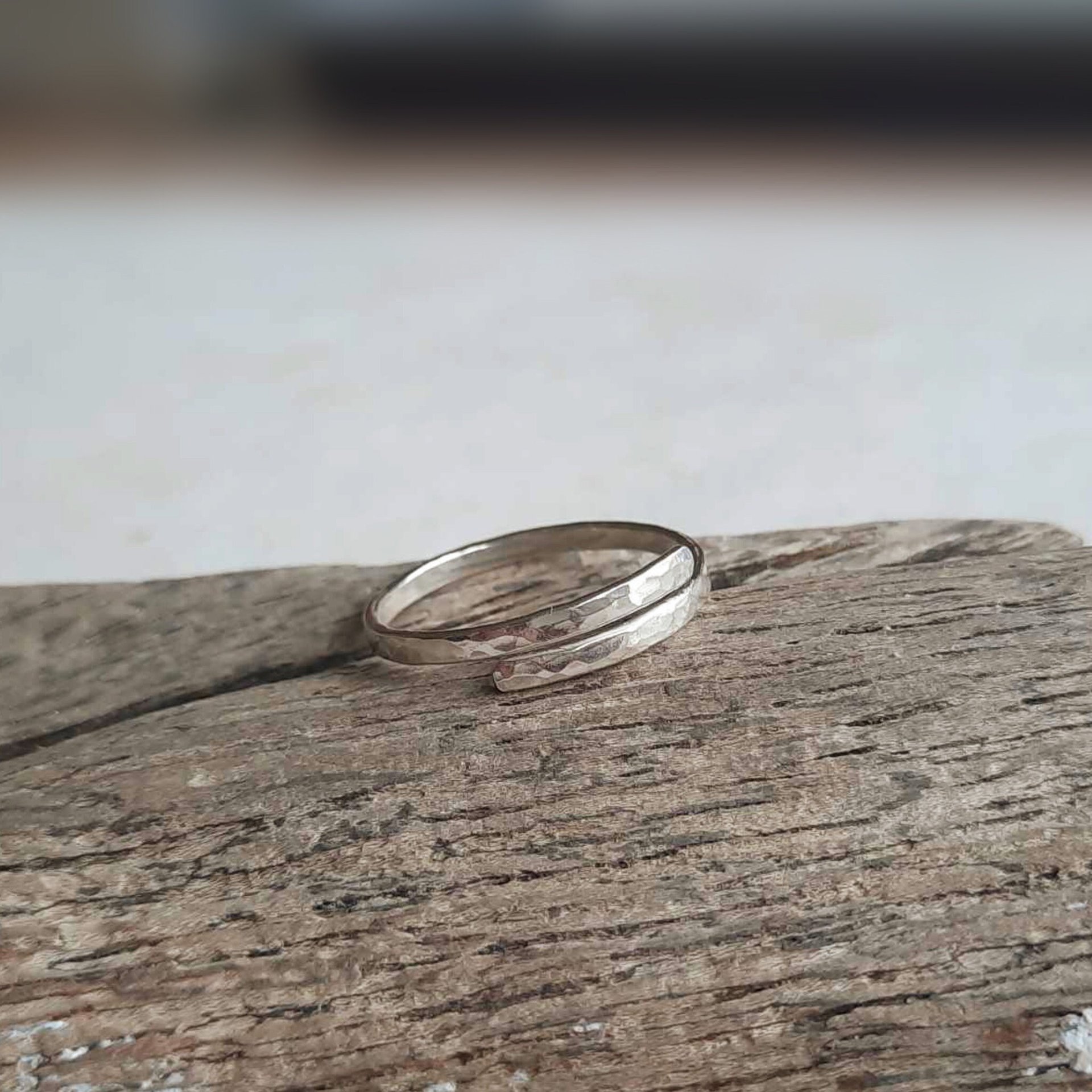 Recycled 925 sterling silver wrap ring, hand made The Tiny Tree Frog Jewellery